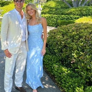 Peppermayo White and Blue Maxi Dress